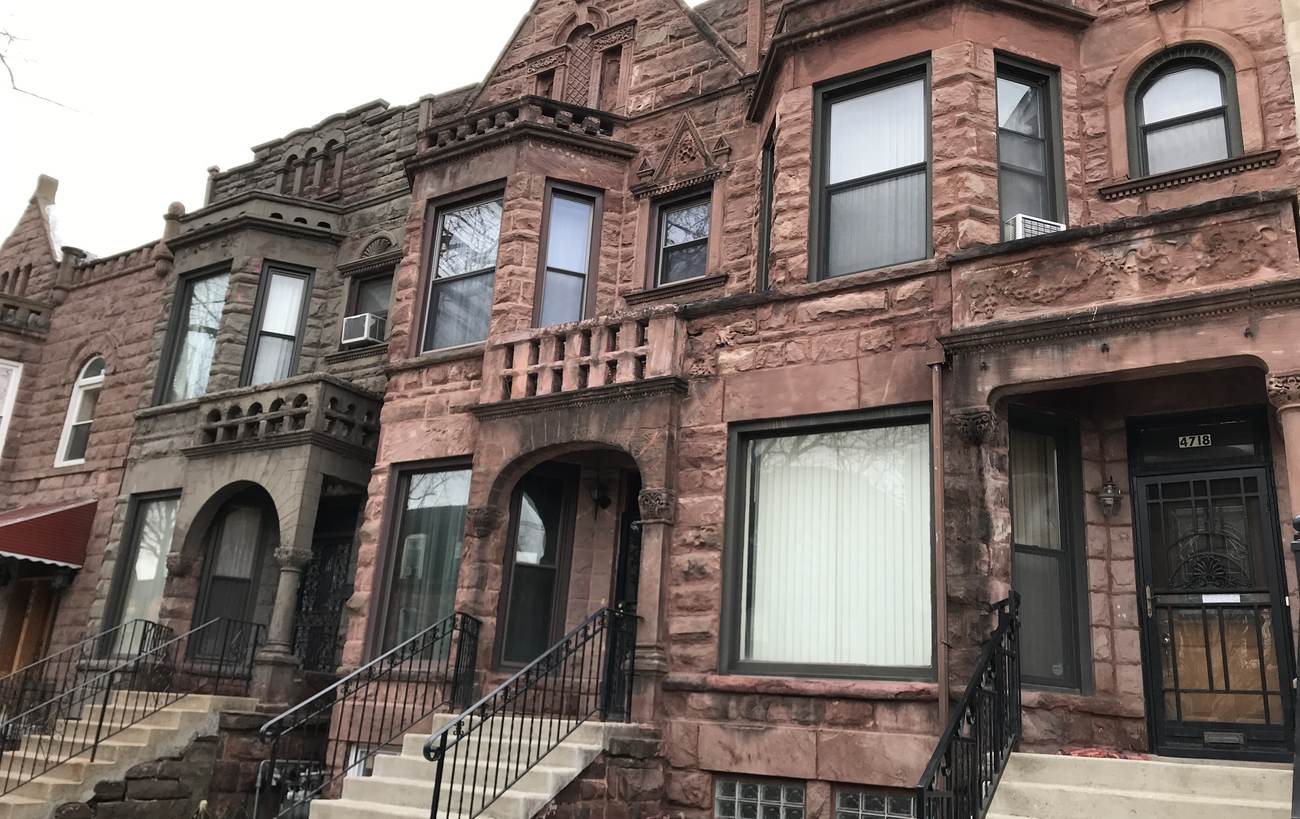 Classic red sandstone greystones in Chicago