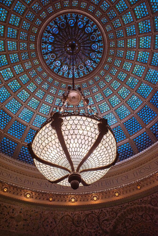 The Tiffany glass dome of Preston Bradley Hall in the Chicago Cultural Center