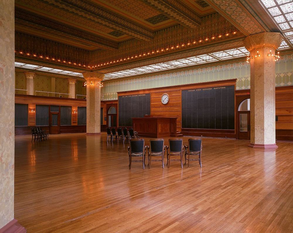The reconstructed Chicago Stock Exchange Trading Room inside the Art Institute