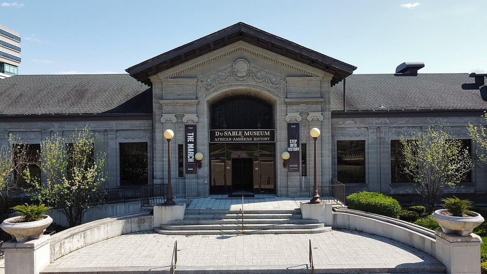 Aerial view of the DuSable Black History Museum in Washington Park